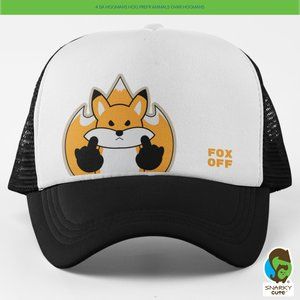 Fox Flipping Off Peeker Foam Trucker Snapback Cap 2-COLOR BLACK WHITE